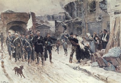 Der Einzug des deutschen Kommandanten in Belfort mit der Friedensflagge, 4. November 1870 von Alphonse Marie de Neuville